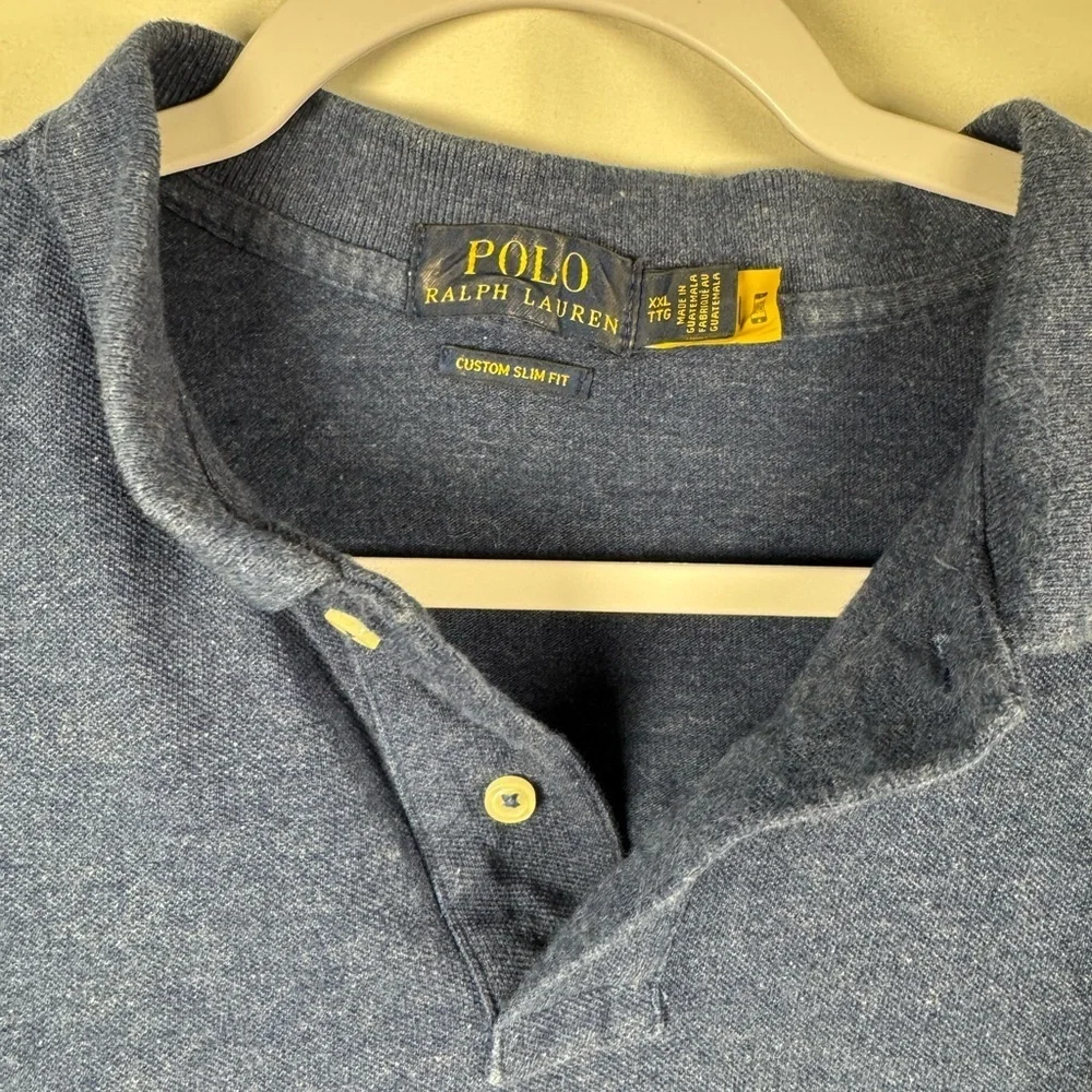 Polo by Ralph Lauren Men's Heather Blue Polo Slim Fit Shirt XXL